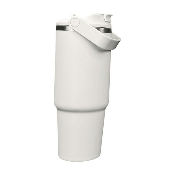 29oz/880ml stainless steel car insulated water bottle, double drinking mouth coffee cup, handle for easy carrying