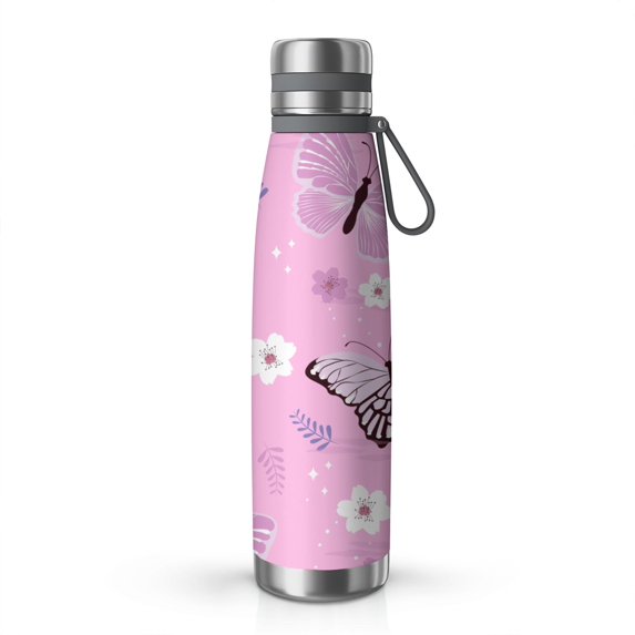 29oz Insulated Water Bottle with Tea Infuser, Stainless Steel Travel Mug, Boho Butterfly Decor