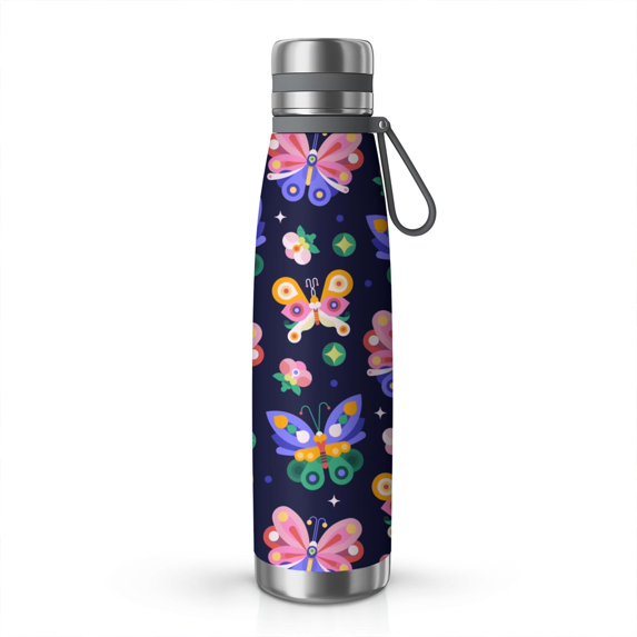 29oz Insulated Water Bottle with Tea Infuser, Stainless Steel Travel Mug, Boho Butterfly Decor