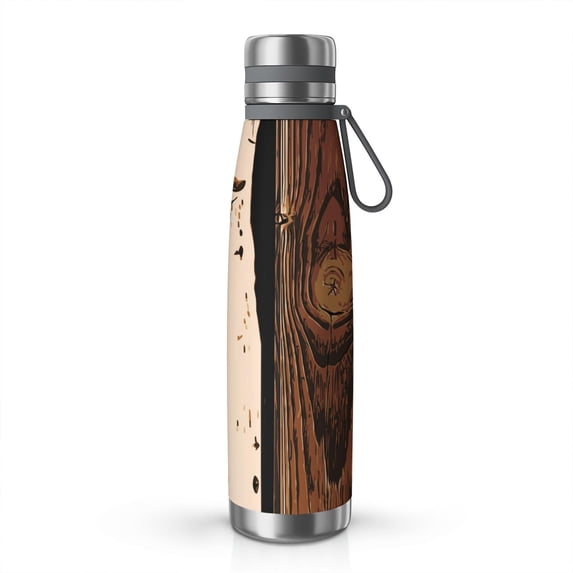 29oz Insulated Water Bottle with Tea Infuser, Stainless Steel Travel Mug, Wood Print