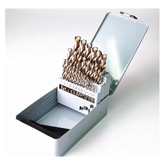 29pcs Cobalt Drill Bits Set, 1/16" - 1/2" in Metal Case