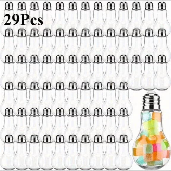 29pcs Refillable Acrylic Light Bulb Candy Containers - 3.38oz Craft Boxes with Elegant Silvery Lid for Creative Gifts and DIY Projects