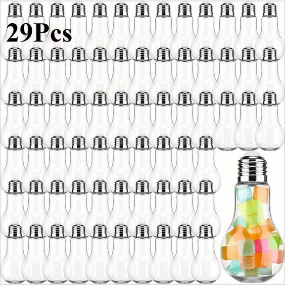 29pcs Refillable Acrylic Light Bulb Candy Containers with Silvery Lid - 3.38oz Craft Boxes for Gifts and DIY Projects