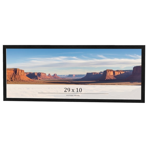 29x10 Frame Black Charcoal Grey Wood Textured Picture Frame | 0.75 Inch Moulding Width | Gunmetal