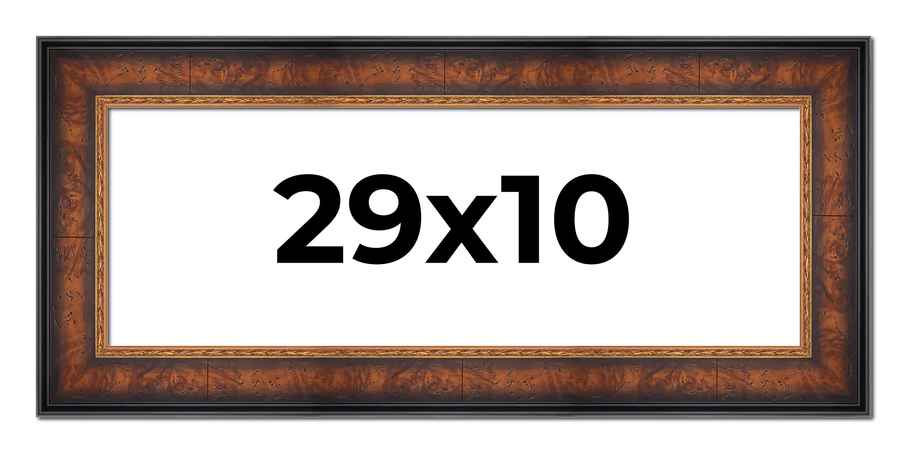 29x10 Frame Brown Walnut Gold Ornate Trim Solid Wood Plein Air Picture ...