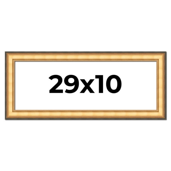 29x10 Frame Gold Plein Aire Solid Wood Picture Frame Width 2 Inches | Interior Frame Depth 0.5