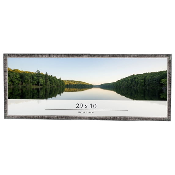 29x10 Frame Silver Grey Distressed Solid Wood Picture Frame | 0.75 Inch Moulding Width | Interior