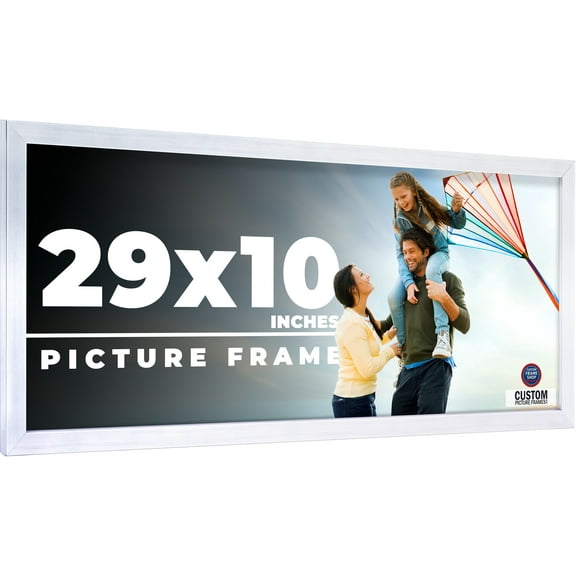 29x10 Frame Silver Real Wood Picture Frame Width 0.75 inches | Interior Frame Depth 0.5 inches |