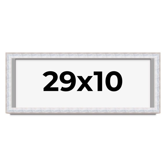 29x10 Shadow Box Frame Silver | 1.625 Inches Deep Real Wood Contemporary Shadowbox Display Frame |
