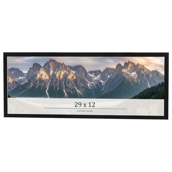 29x12 Frame Black Charcoal Grey Wood Textured Picture Frame | 0.75 Inch Moulding Width | Gunmetal