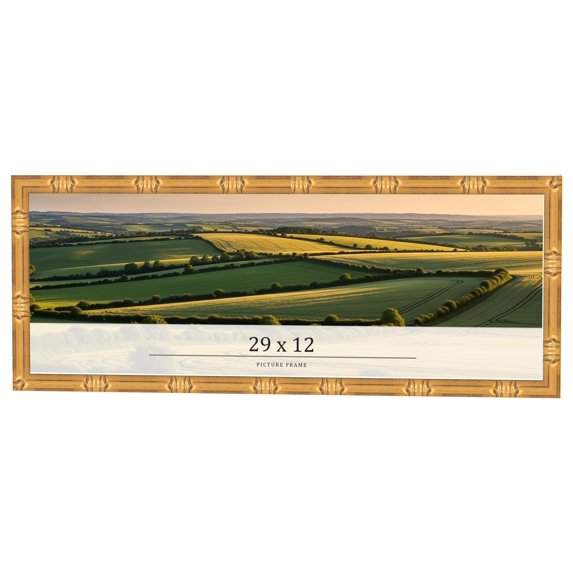29x12 Frame Gold Bamboo Solid Wood Picture Frame | 1 Inch Moulding Width | Interior Frame Depth