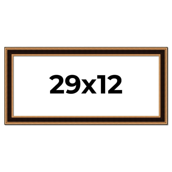 29x12 Frame Gold Brown Plein Air Vintage Solid Wood Picture Frame | 1.75 Inches Moulding Width |