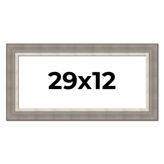 29x12 Frame Grey Real Wood Picture Frame Width 2.75 Inches | Interior Frame Depth 0.5 Inches |