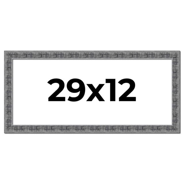 29x12 Frame Silver Black Rustic Sonoma Solid Wood Picture Frame | 1.5 Inch Moulding Width |
