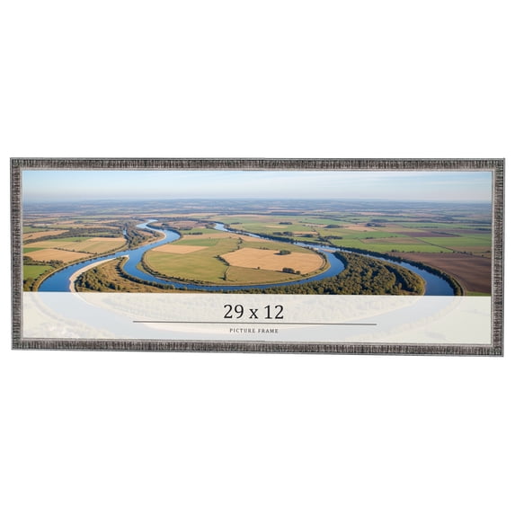 29x12 Frame Silver Grey Distressed Solid Wood Picture Frame | 0.75 Inch Moulding Width | Interior