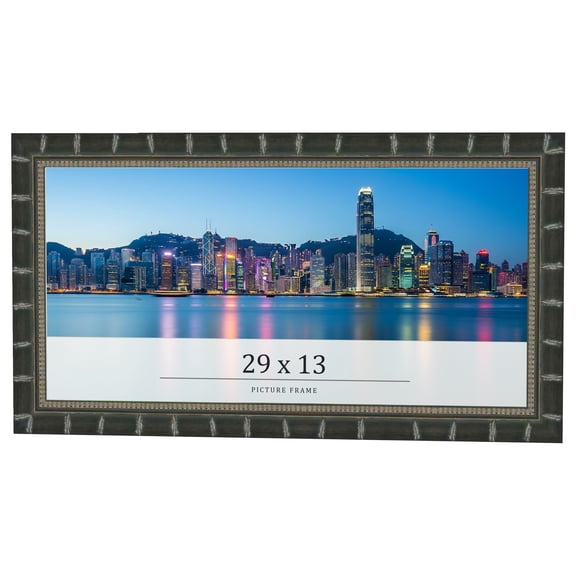 29x13 Frame Black Bamboo Solid Wood Picture Frame Width 1.5 Inches | Interior Frame Depth 0.5