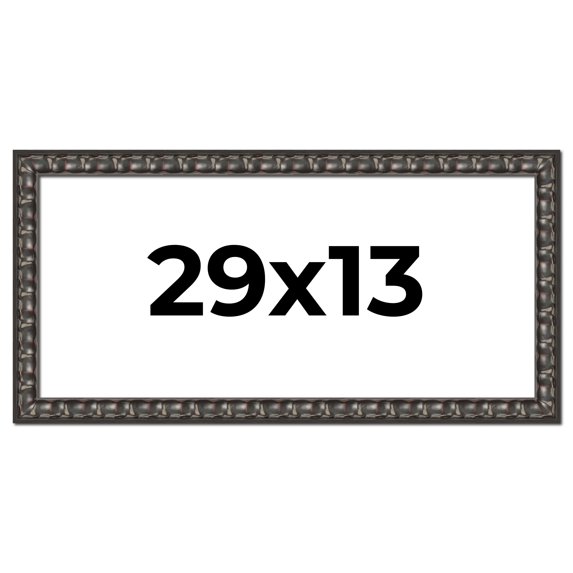 29x13 Frame Black-Brown Medieval Solid Wood Picture Frame | 1.5 Inch Moulding Width | Gotham