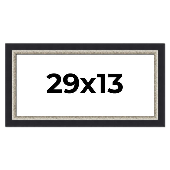 29x13 Frame Black Real Wood Picture Frame Width 2.25 Inches | Interior Frame Depth 0.5 Inches |