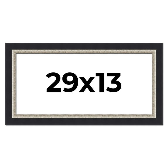 29x13 Frame Black Real Wood Picture Frame Width 2.25 Inches | Interior Frame Depth 0.5 Inches |