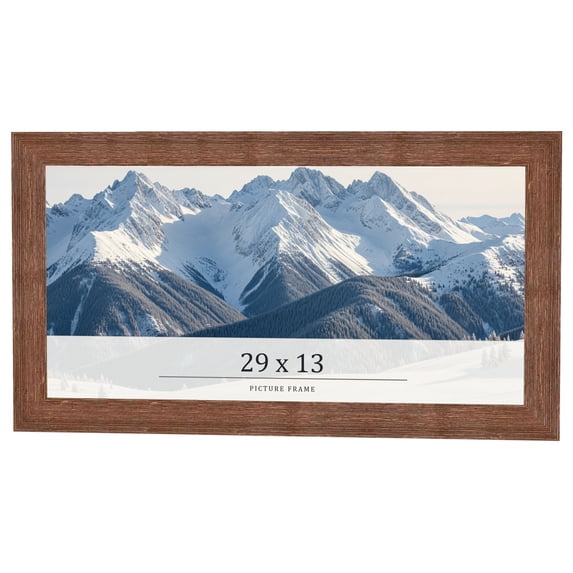 29x13 Frame Brown Farmhouse Solid Wood Picture Frame Width 1.5 Inches | Interior Frame Depth 0.5
