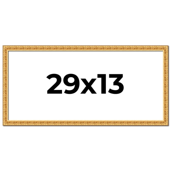 29x13 Frame Gold Real Wood Picture Frame Width 1 inches | Interior Frame Depth 0.5 inches | Edwina