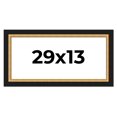 thumbnail image 1 of 29x13 Frame Gold Real Wood Picture Frame Width 2.25 Inches | Interior Frame Depth 0.5 Inches |, 1 of 8