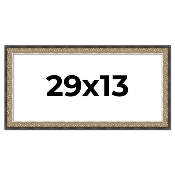 29x13 Frame Silver Real Wood Picture Frame Width 1.75 Inches | Interior Frame Depth 0.5 Inches |