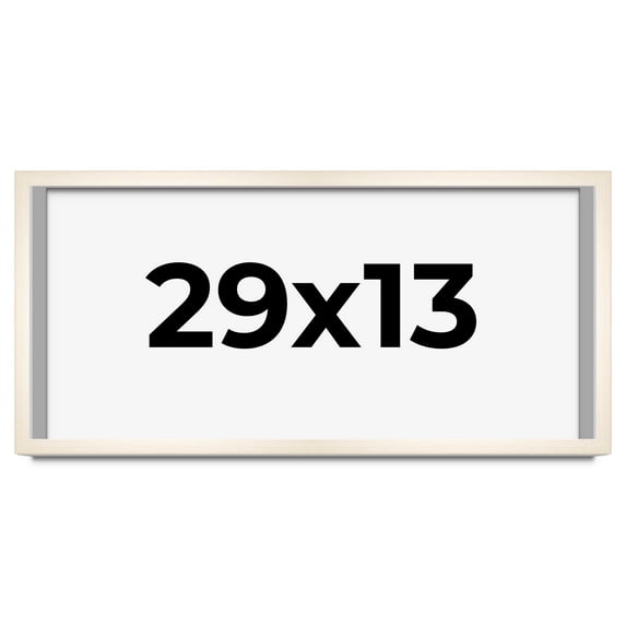 29x13 Frame White Wash Solid Wood Picture Frame | 0.75 Inch Moulding Width | Includes UV Acrylic