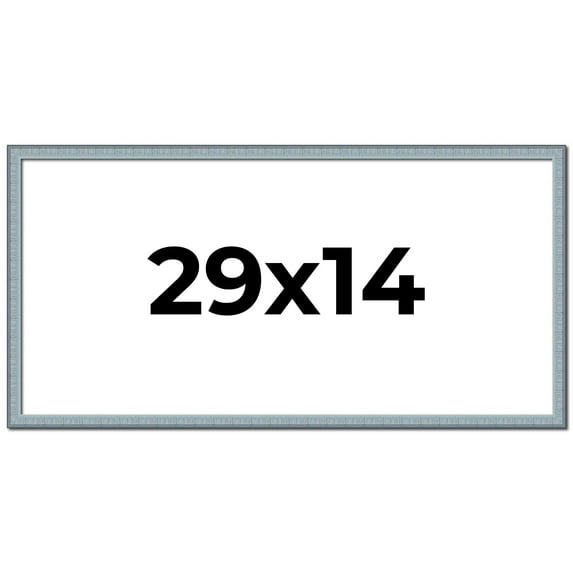 29x14 Frame Blue Scuffed Farm Board Solid Wood Picture Frame Width 0.75 Inches | Interior Depth 0.5
