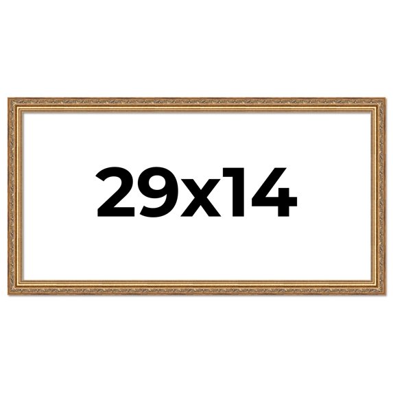 29x14 Frame Gold Solid Wood Picture Frame Width 1.25 Inches | Interior Frame Depth 0.375 Inches |
