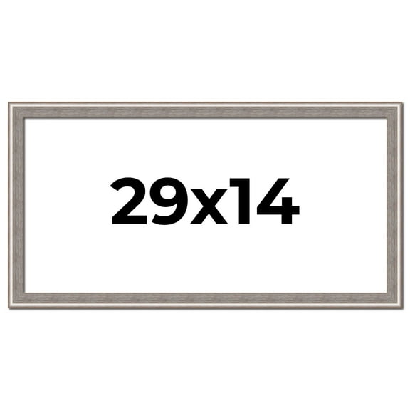29x14 Frame Grey Real Wood Picture Frame Width 1.25 inches | Interior Frame Depth 0.5 inches | Hans