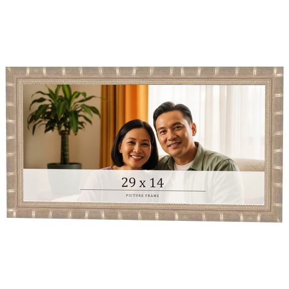 29x14 Frame Silver Real Wood Picture Frame Width 1.5 inches | Interior Frame Depth 0.5 inches |
