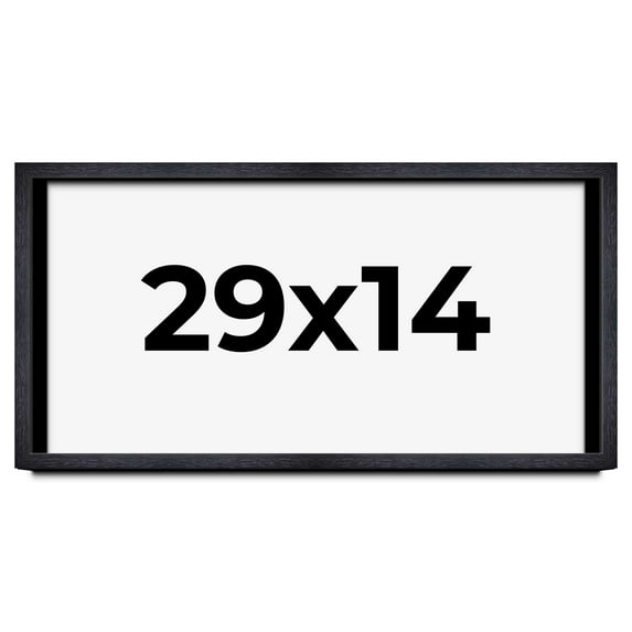 29x14 Shadow Box Frame Black | 1 Inches Deep Real Wood Farmhouse Shadowbox Display Frame | UV
