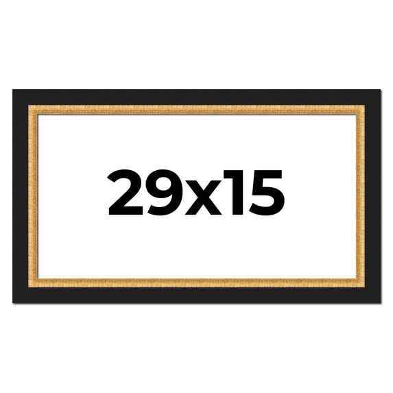 29x15 Frame Gold Real Wood Picture Frame Width 2.25 Inches | Interior Frame Depth 0.5 Inches |