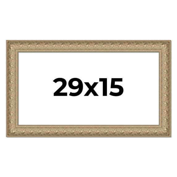 29x15 Frame Ornate Silver Beaded Solid Wood Picture Frame Width 2.5 Inches | Interior Depth 1