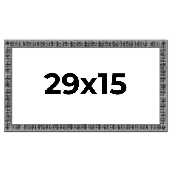 29x15 Frame Silver Black Rustic Sonoma Solid Wood Picture Frame | 1.5 Inch Moulding Width |