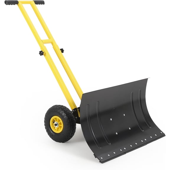 29x16.5-In Heavy Duty Snow Pusher with Wheels 5-Pos. Adjustable Blade Ergonomic Handle