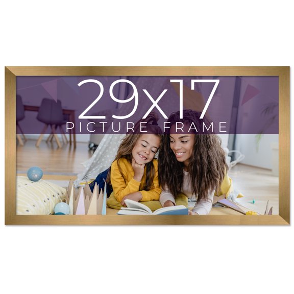 29x17 Frame Gold Bronze Solid Wood Picture Frame Width 0.75 Inches | Interior Frame Depth 0.5