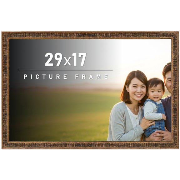 29x17 Frame Gold Solid Wood Picture Frame - Complete Modern Photo Frame Includes UV Acrylic