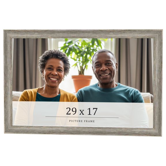 29x17 Frame Grey Solid Wood Picture Frame Width 1 Inches | Interior Frame Depth 0.5 Inches |