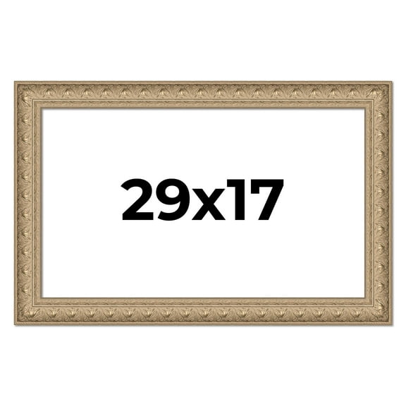 29x17 Frame Ornate Silver Beaded Solid Wood Picture Frame Width 2.5 Inches | Interior Depth 1