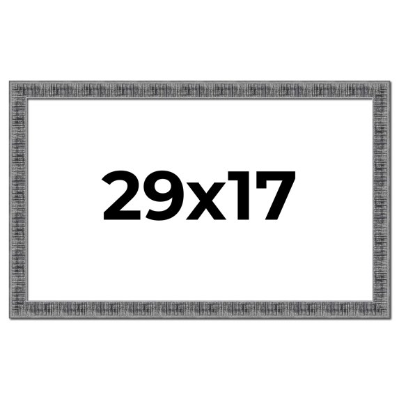 29x17 Frame Silver Black Rustic Sonoma Solid Wood Picture Frame | 1.5 Inch Moulding Width |