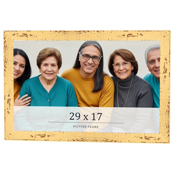 29x17 Frame Yellow Real Wood Picture Frame Width 1.25 inches | Interior Frame Depth 0.5 inches |