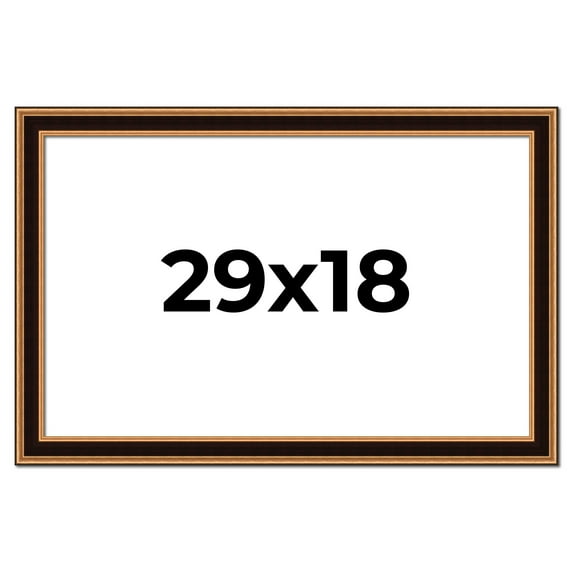 29x18 Frame Gold Brown Plein Air Vintage Solid Wood Picture Frame | 1.75 Inches Moulding Width |
