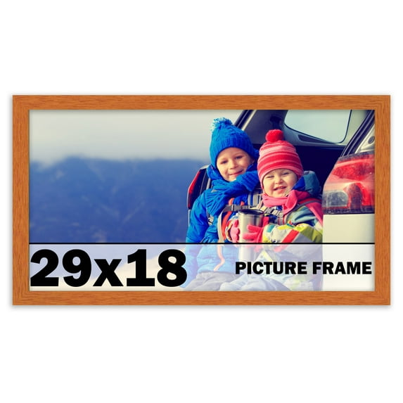 29x18 Frame Honey Pecan Brown Picture Frame - Modern Photo Frame Includes UV Acrylic Shatter Guard