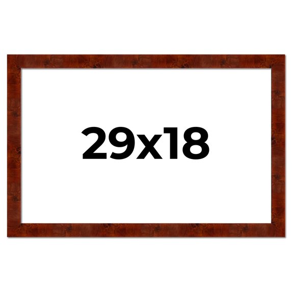 29x18 Walnut Brown Veneer Real Wood Picture Frame Width 1.75 inches | Interior Frame Depth 0.5