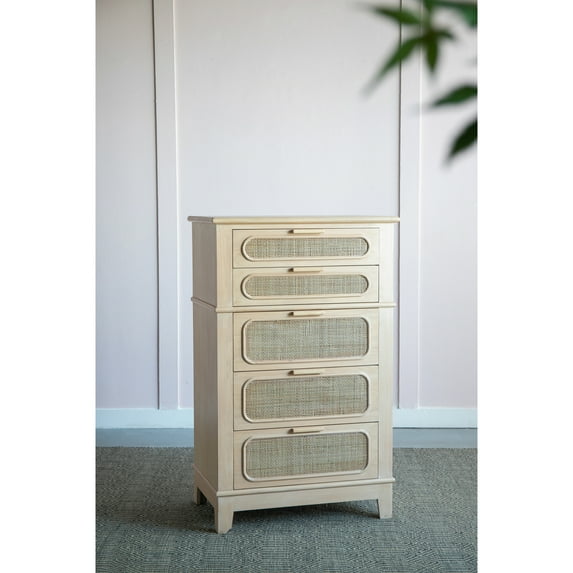 29x18x46" Tall Chest, Bohemian Mid-century Theme, Pine Veneer, , Brown Finish Cabinet, 29x18x46", Bohemian, Wood Construction, Tint