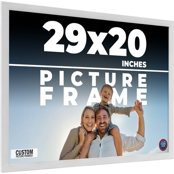 29x20 Frame White Real Wood Picture Frame Width 0.75 inches | Interior Frame Depth 0.5 inches |