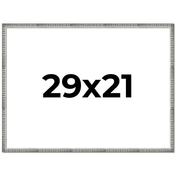 29x21 Frame Silver Grey Distressed Solid Wood Picture Frame | 0.75 Inch Moulding Width | Interior