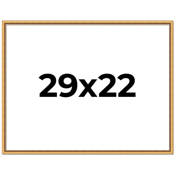 29x22 Frame Beaded Gold Solid Wood Picture Frame | 0.75 Inches Moulding Width | Liscio Oro